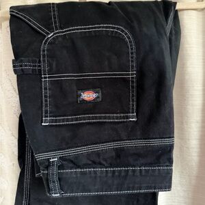 Dickies Black Utility Pants with White Stitching